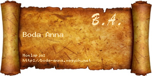 Boda Anna névjegykártya